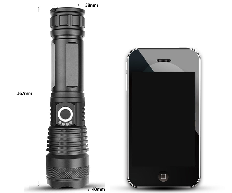 LED flashlight Cree xhp50 USB charging Stretch zoom Shock Resistant Powerful power 18650 or 26650 rechargeable flashlight torch