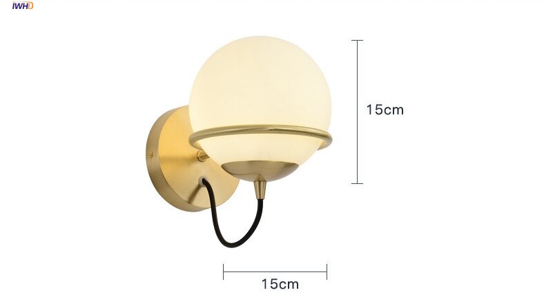 Nordic Style Glass Ball Wall Light Fixtures Bedroom Bathroom Stair Modern Copper Wall Lamp Sconce LED Wandlamp Luminaire