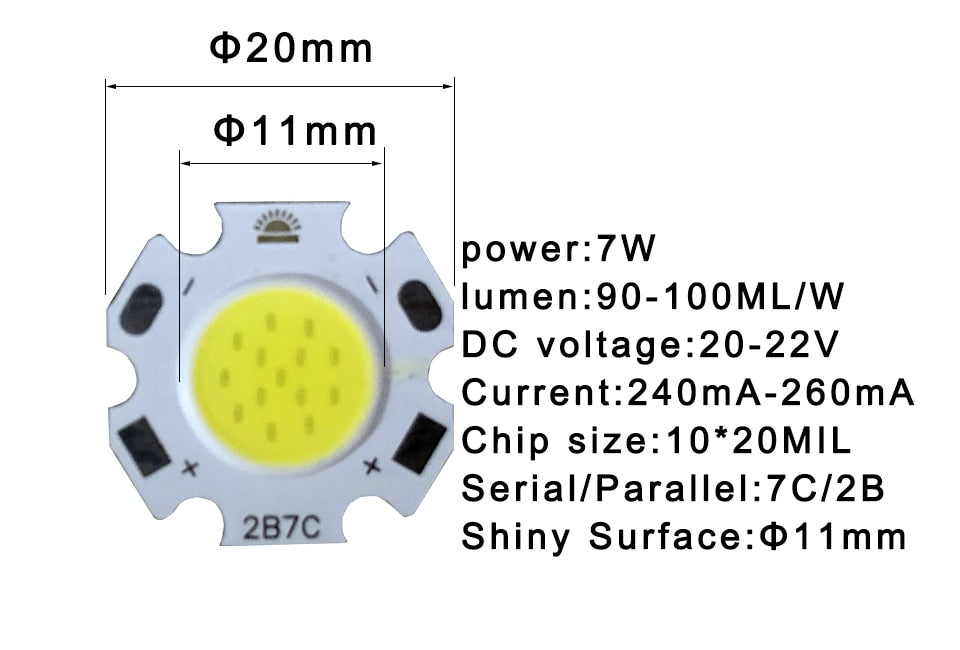 LED Source Chip High Power 10pcs a lot 3W 5W 7W 10W LED COB Side 11mm Light Bulb Light Lamp Spotlight Down light Lamps