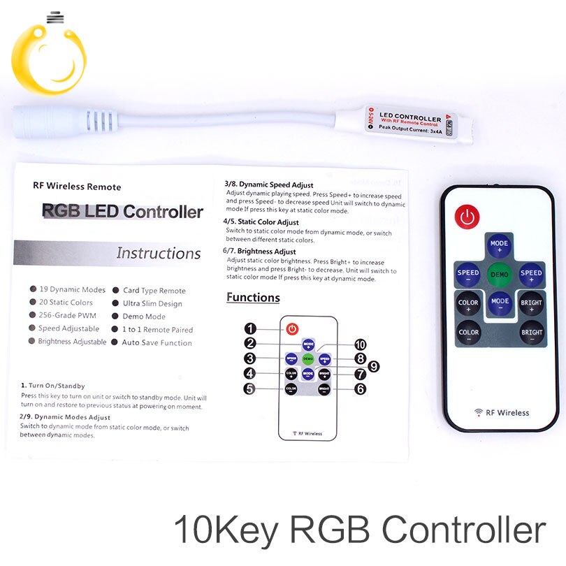 RF RGB Controller Mini RF Wireless LED Remote Controller for RGB 5050/3528 LED Lights Strips RGB RF Controller