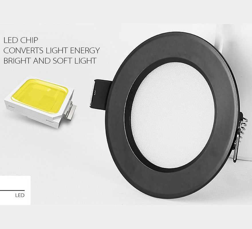 led downlight lamp Black waterproof 3w 5w 7W 9W 12W 15W led spot 220V 230V ceiling recessed downlights round led panel light