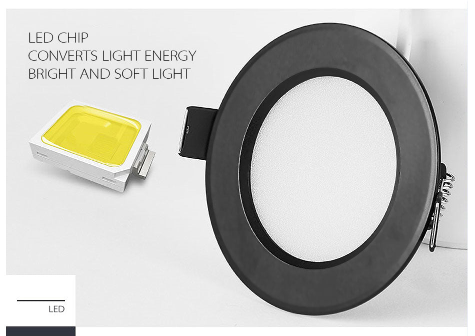 led downlight lamp Black waterproof 3w 5w 7W 9W 12W 15W led spot 220V 230V ceiling recessed downlights round led panel light