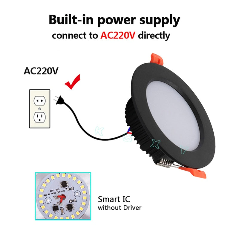 White Black LED Downlight 3W 5W 7W 9W 12W aluminum Recessed LED Spot Lighting Bedroom Kitchen Indoor led down light lamp