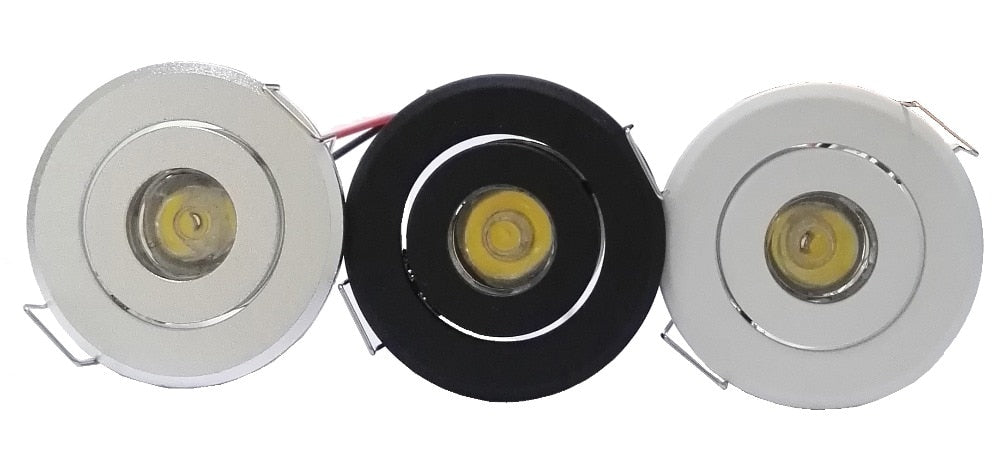 LED Downlights 10pcs 1W Mini led Downlight Cabinet Recessed Spot light led Driver Pure Nature Warm white and White Silver Black body AC85-265V