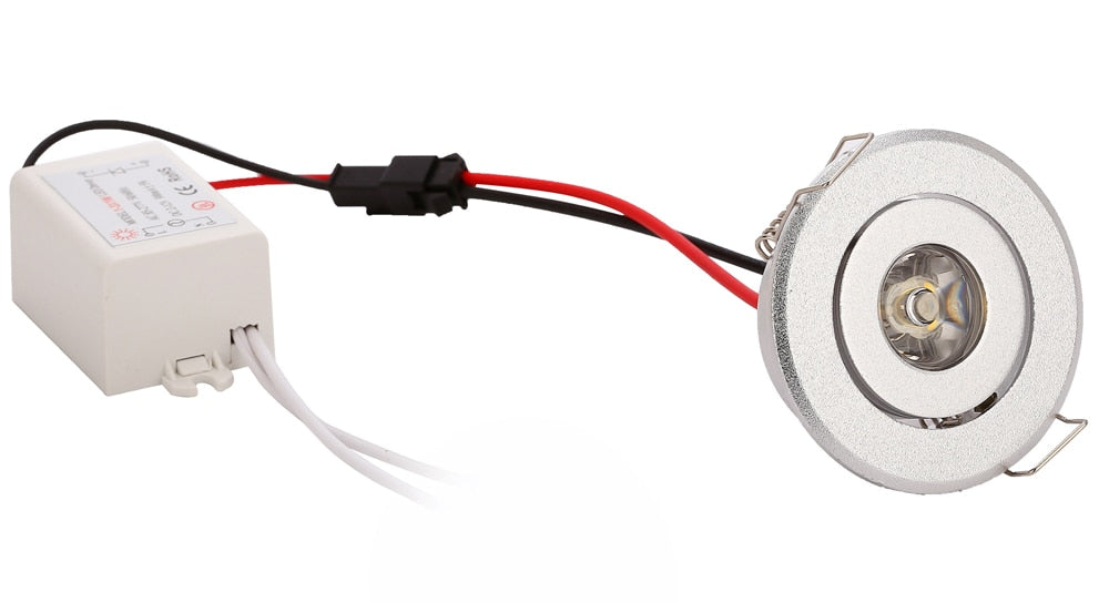 LED Downlights 10pcs 1W Mini led Downlight Cabinet Recessed Spot light led Driver Pure Nature Warm white and White Silver Black body AC85-265V