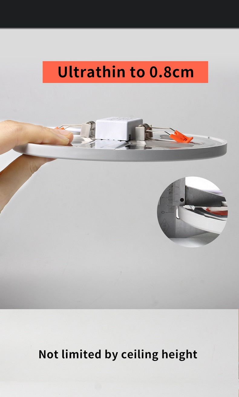 LED Panel Light Ultra thin Recessed Downlights 6W 8W 15W 20W 220V 230V Round Square Ceiling Panel lamp