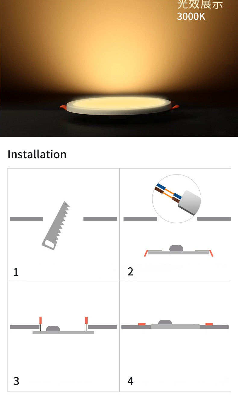 LED Panel Light Ultra thin Recessed Downlights 6W 8W 15W 20W 220V 230V Round Square Ceiling Panel lamp
