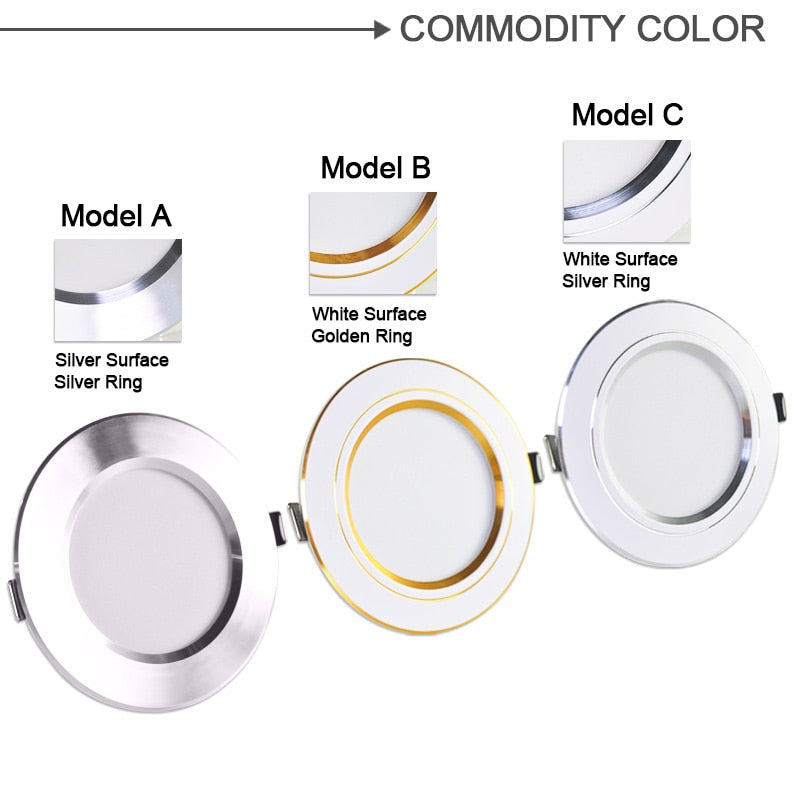 LED Downlight 3W 5W 9W 12W 15W 18W AC220V 240V downlight gold Silver White Ultra Thin Aluminum Round Recessed LED Spot Lighting