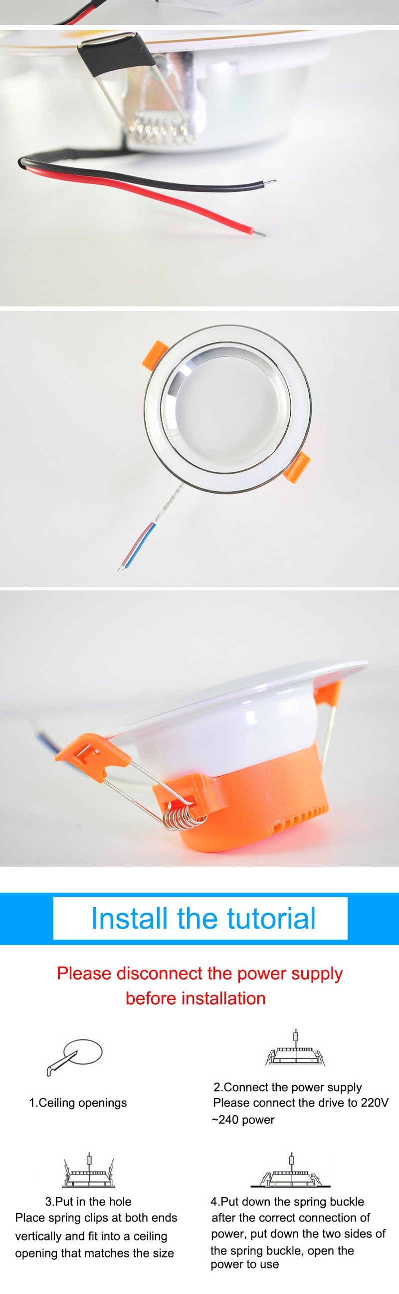 LED Downlight 3W 5W 9W 12W 15W 18W AC220V 240V downlight gold Silver White Ultra Thin Aluminum Round Recessed LED Spot Lighting