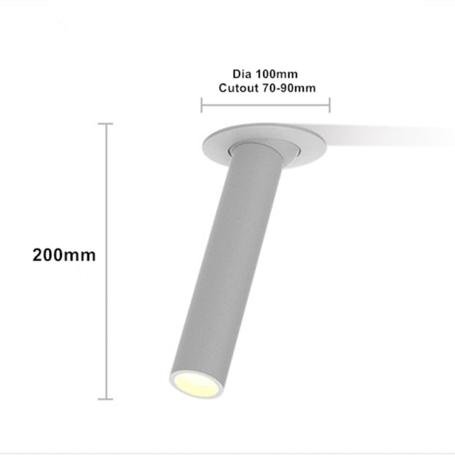 DBF Long Tube Angle Adjustable LED COB Recessed Downlight Not Dimmable 12W Ceiling Spot Light 3000K 4000K 6000K AC110V/220V