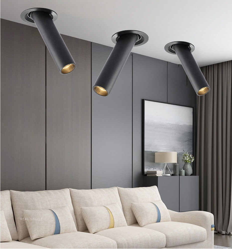 DBF Long Tube Angle Adjustable LED COB Recessed Downlight Not Dimmable 12W Ceiling Spot Light 3000K 4000K 6000K AC110V/220V