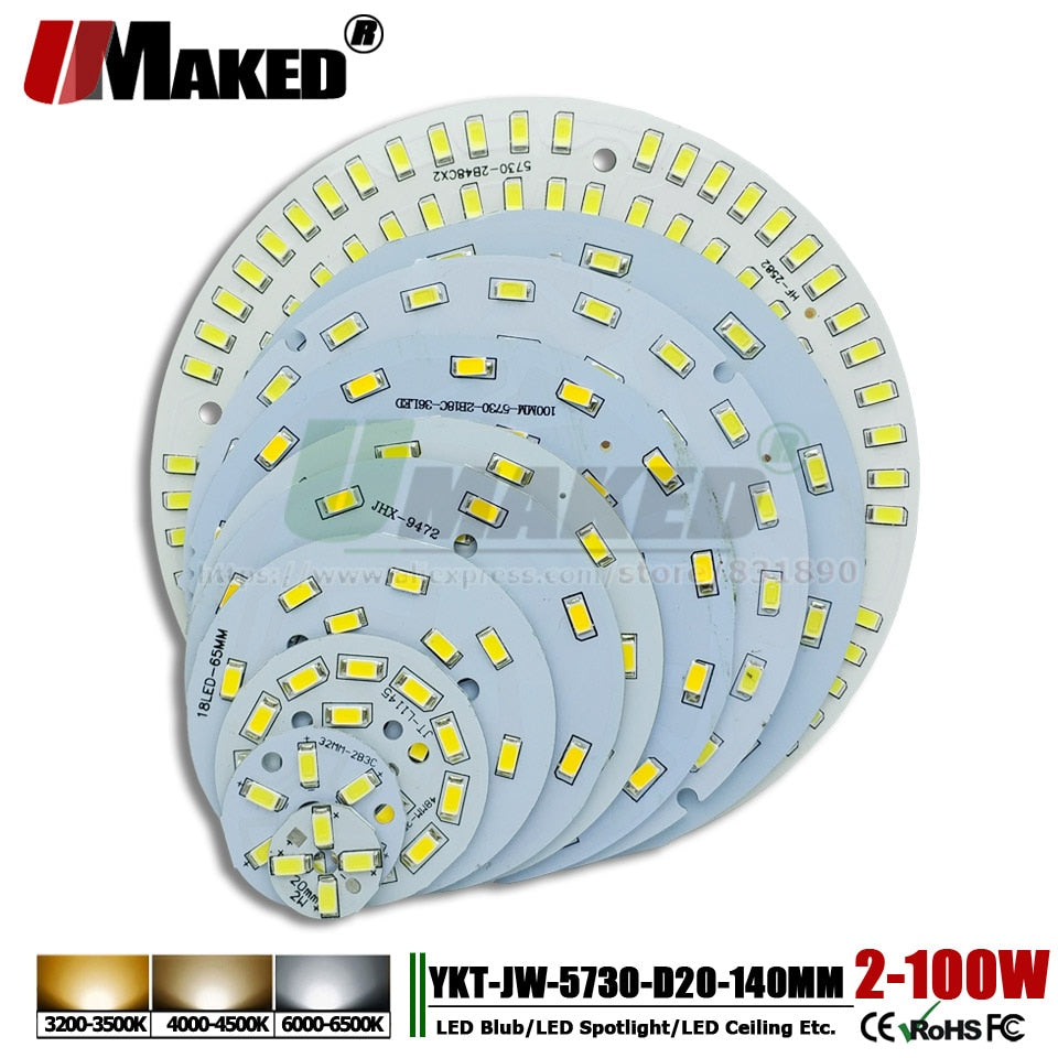 UMAKED LED PCB SMD5730 Light Source Aluminum Lamp plate 2W 3W 5W 7W 9W 12W 15W 18W 21W 24W 30W 36W 50W 70W 100W Diy Bulbs Downlight Bay Lights