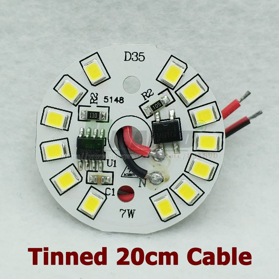 AC220V Smart IC Driver LED PCB Lamp panel 3W 5W 7W 9W 12W 15W SMD2835 Chip Light source Tinned 20cm Cable for LED blub Downlight