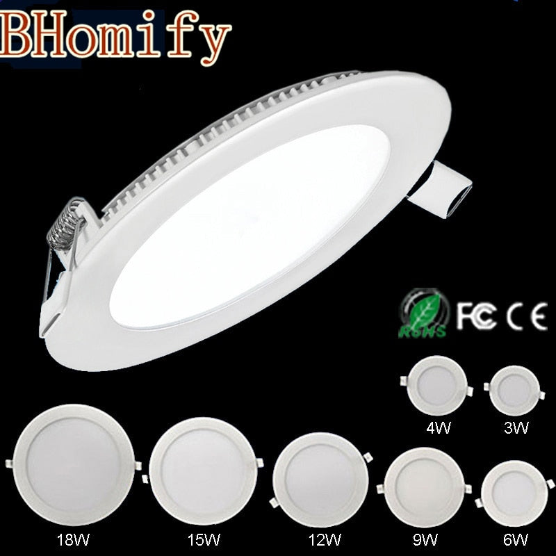 LED Ultra Thin Led Panel Downlight 3w 4w 6w 9w 12w 15w 18w Round Panel Ceiling Recessed Spot Light AC85-265V Painel lamp CE UL