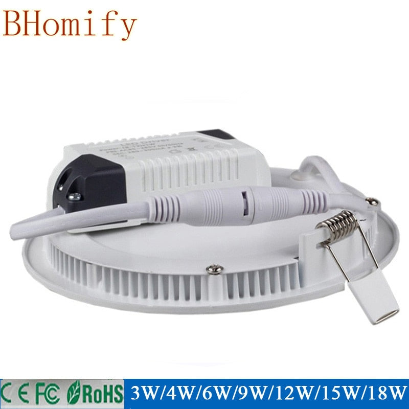 LED Ultra Thin Led Panel Downlight 3w 4w 6w 9w 12w 15w 18w Round Panel Ceiling Recessed Spot Light AC85-265V Painel lamp CE UL