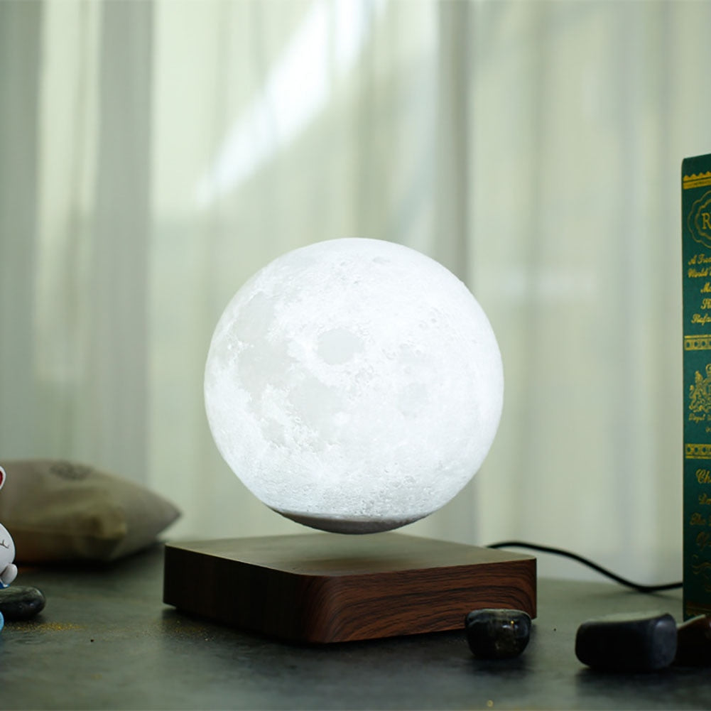 Magnetic Levitation LED Moon Night Light Wooden Base 3D Moon Light Lamp Romantic Valentine's Day Birthday Gift Switch Home