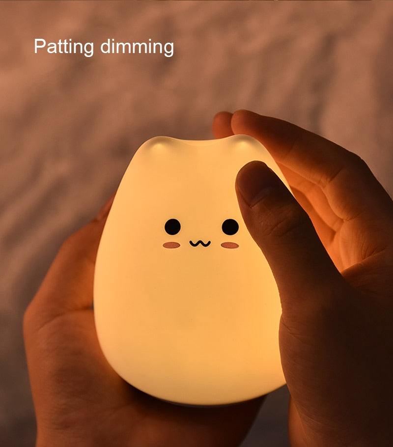 Dream Cute Cat 7 Colourful LED Night Lamp Decorate Desk Light Battery Holiday Creative Rechargable Bulb for Baby Bedroom