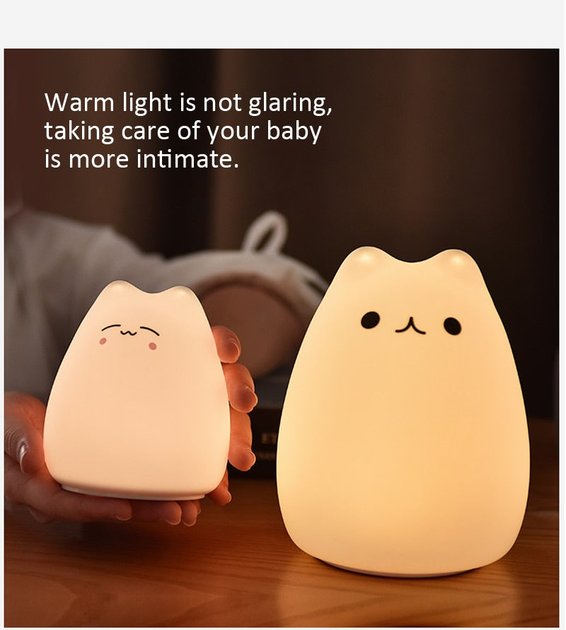Dream Cute Cat 7 Colourful LED Night Lamp Decorate Desk Light Battery Holiday Creative Rechargable Bulb for Baby Bedroom
