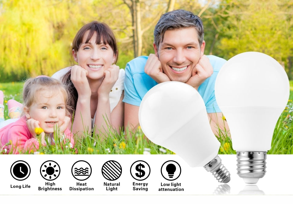 LED E27 E14 Bulb Light 3W 6W 9W 12W 15W 18W 20W Real Power Light Bulbs AC 220V 230V 240V Spotlight Lampada LED Bombillas Lamp