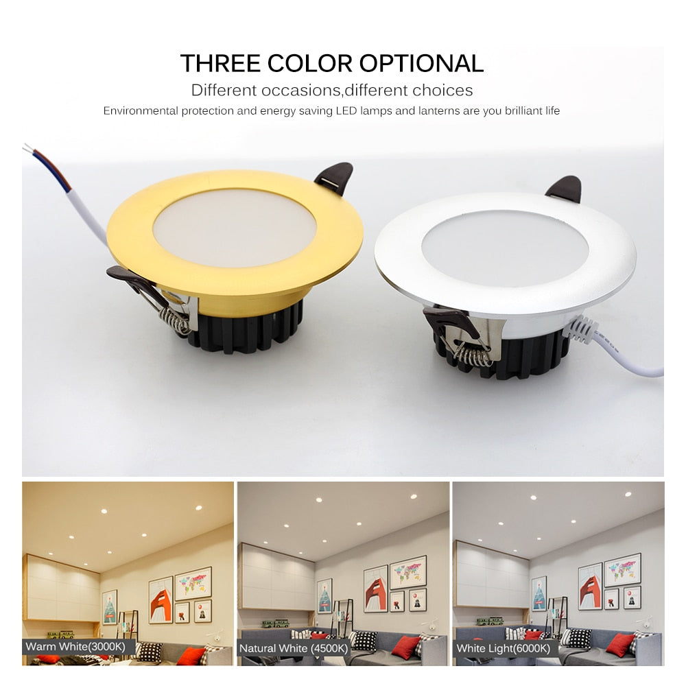 LED Downlight 220V 6W Round Recessed Lamp IP65 Waterproof Antifogging CRI>80 High Quality LED Down Light.