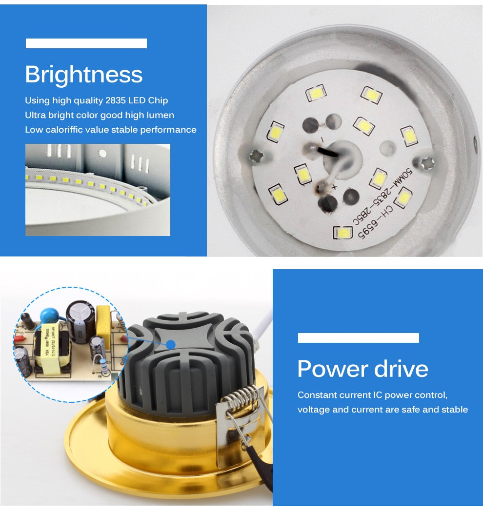 LED Downlight 220V 6W Round Recessed Lamp IP65 Waterproof Antifogging CRI>80 High Quality LED Down Light.