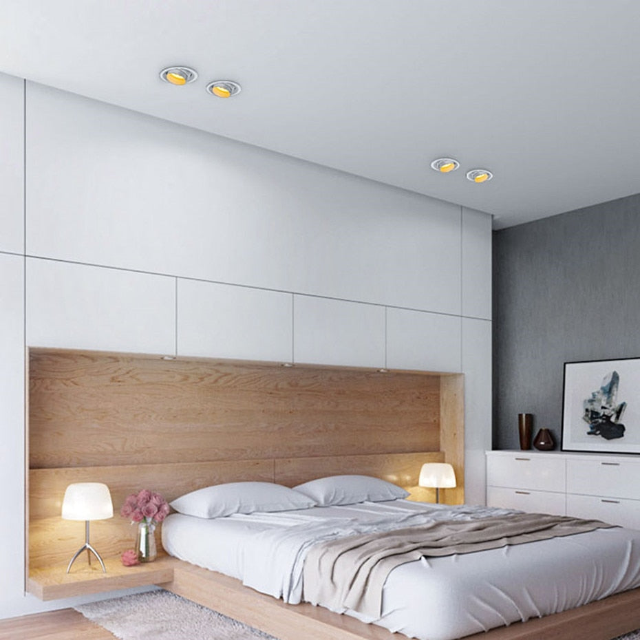 DBF Beam Angle Adjustable 15/45/60 Degrees Recessed LED Downlight 5W 10W 15W Dimmable LED Ceiling Spot Light AC90-265V 3000K