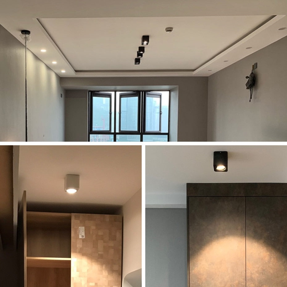 DBF Square COB LED Dimmable Downlights 10W 12W 20W 24W Surface Mounted LED Ceiling Lamps Spot Light LED Downlights AC85V-265V