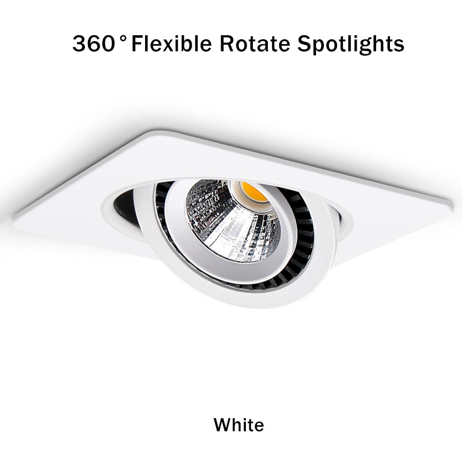 LED Spot Light Ceiling Downlight Dimmable 18W 15W 10W 7W 360 Degree Rotation Square Ceiling Recessed Lamp Natural White