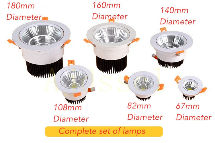 Downlight LED Dimmable Lamp 3w 5w 7W 12w 15w 20w 30w 40w Cob Led Spot 220V/110V Ceiling Recessed round panel light