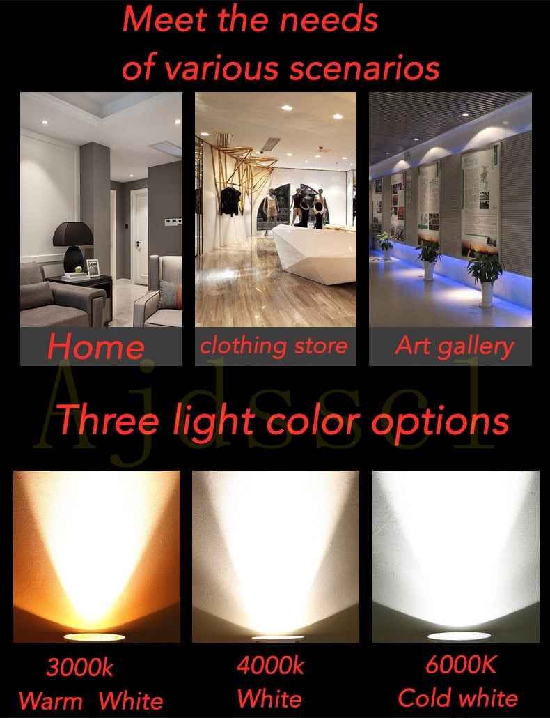 Downlight LED Dimmable Lamp 3w 5w 7W 12w 15w 20w 30w 40w Cob Led Spot 220V/110V Ceiling Recessed round panel light