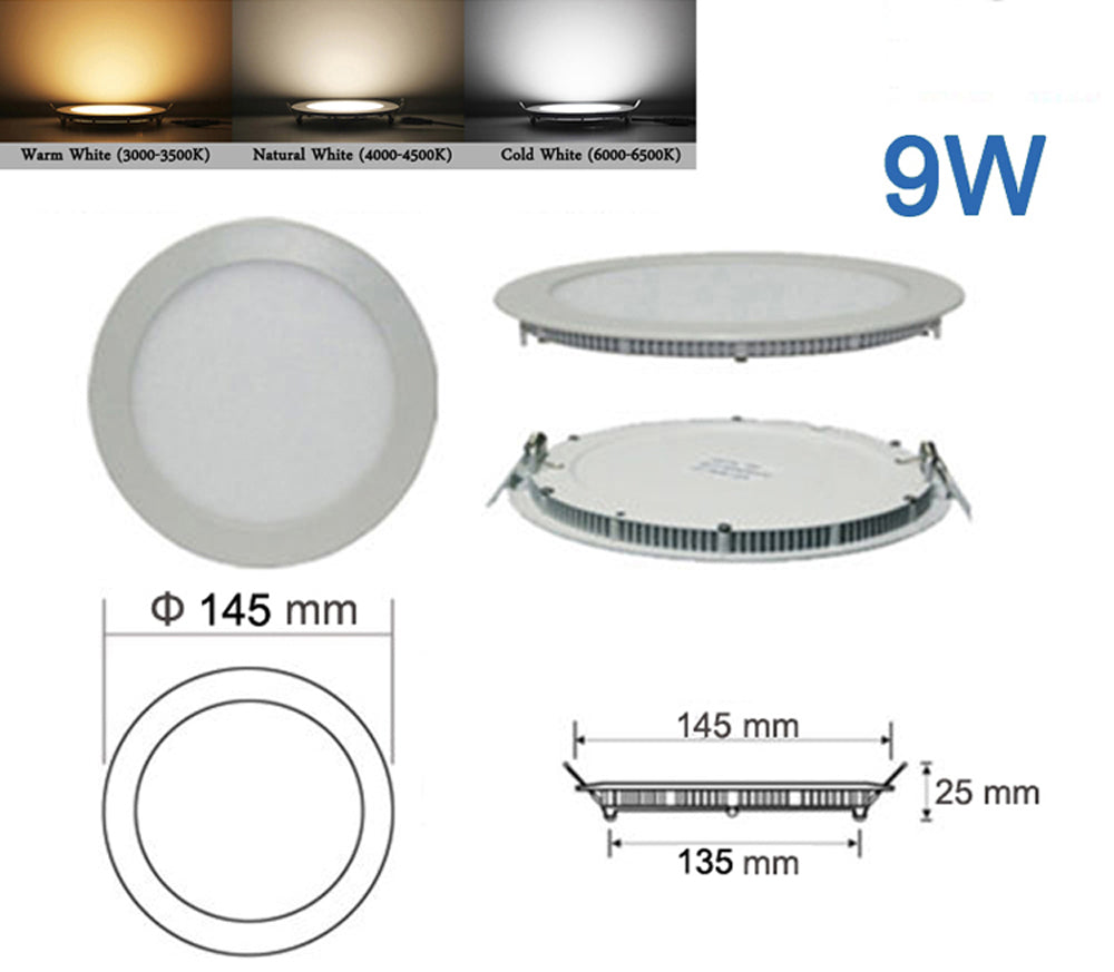 Ultra Thin LED Panel Downlight 3W 6W 9W 12W 15W 18W Round/ Square LED Ceiling Recessed Light AC85-265V LED Panel dimmable lamps