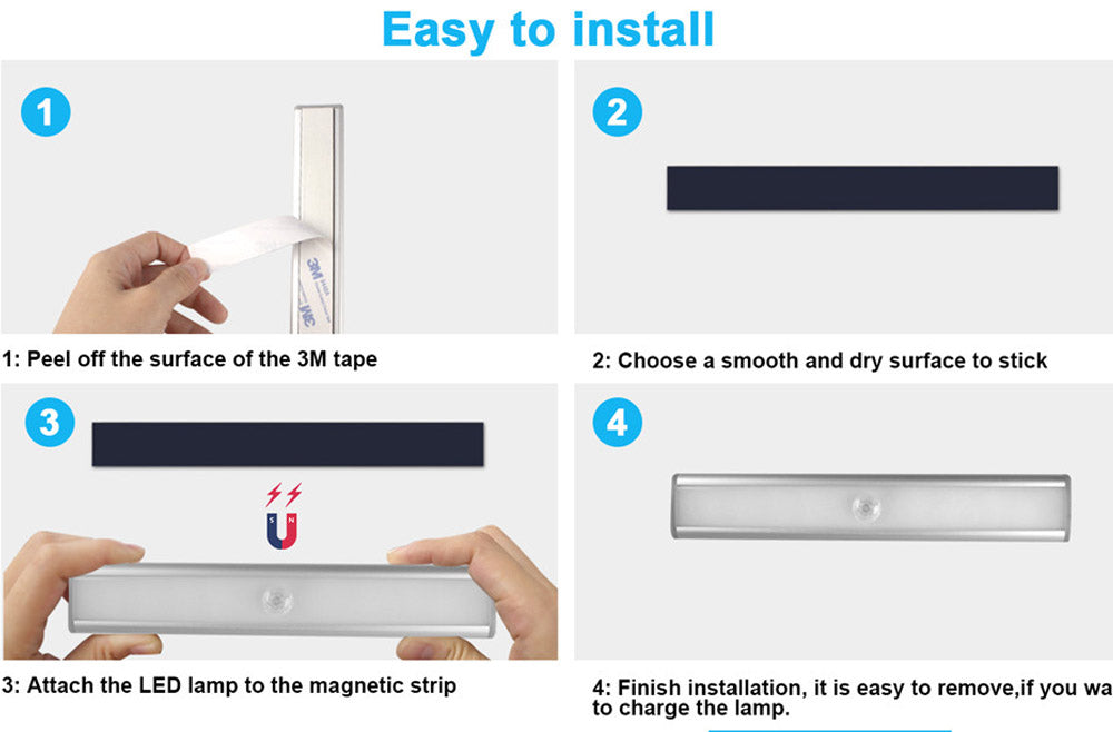 PIR Motion Sensor LED Light USB Wireless LED Kitchen/Wall Lamp 3 Mode Brightness Level 30 LED Closet/Wardrobe/Under Cabinet Light