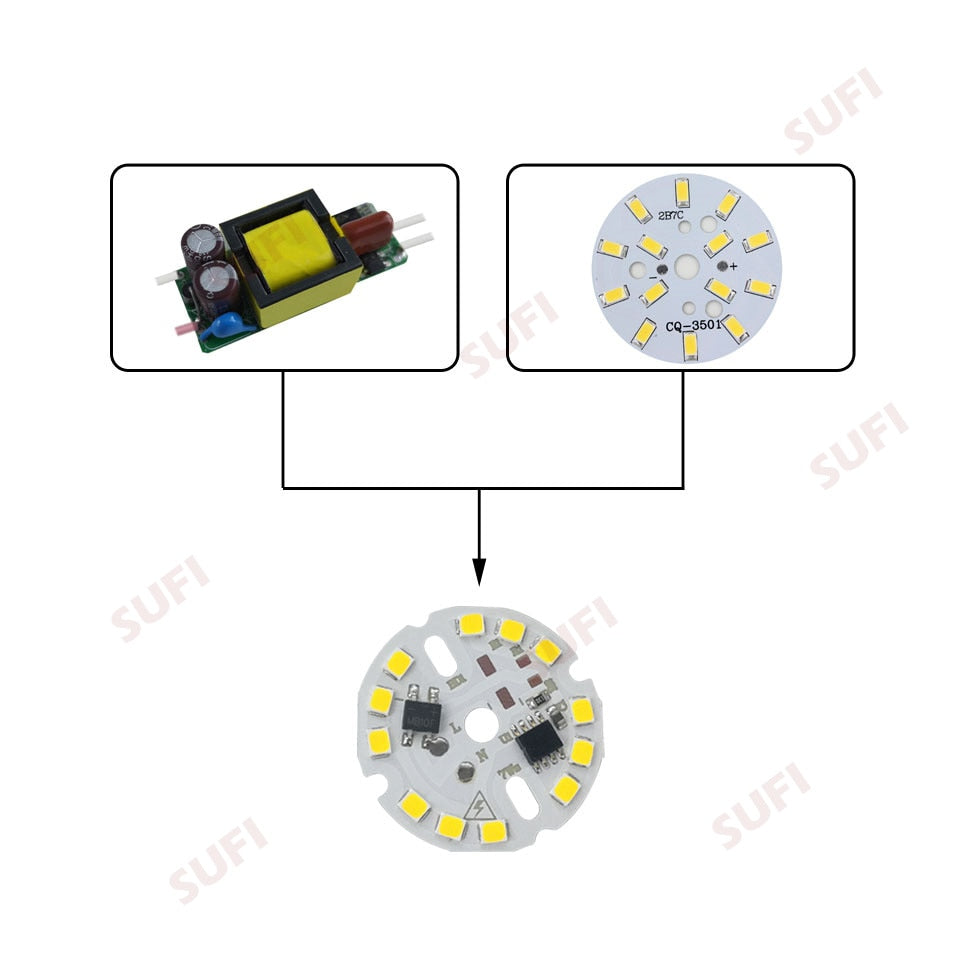 DIY LED Bulb Lamp SMD 9W 40mm Light Chip AC 220V 10pcs Input Smart IC LED Bean For Bulb Light Downlight Spotlight SMD2835