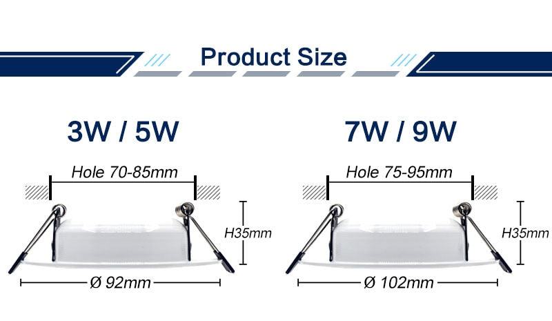 Dimmable Waterproof LED Downlight AC220V 230V 5W 7W 9W 12W 15W 18W 24W LED indoor Lamp Recessed LED Spot Light For Bathroom