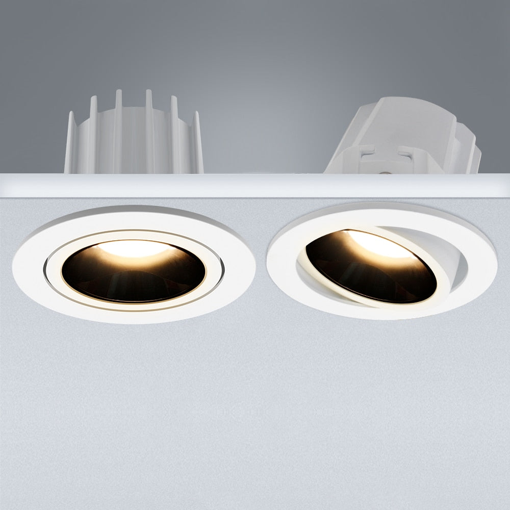 New Anti-glare LED Recessed Downlight Dimmable 7W 12W LED Ceiling Spot Light 3000K/4000K/6000K Angle Adjust Spot Lamp
