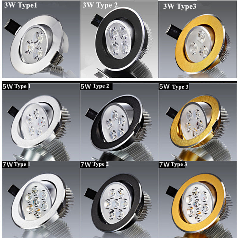 3W 5W 7W 9W 12W 15W LED Downlight Warm White/Cold White Recessed LED Ceiling Spot Light+AC85-265V Driver for Kitchen Foyer