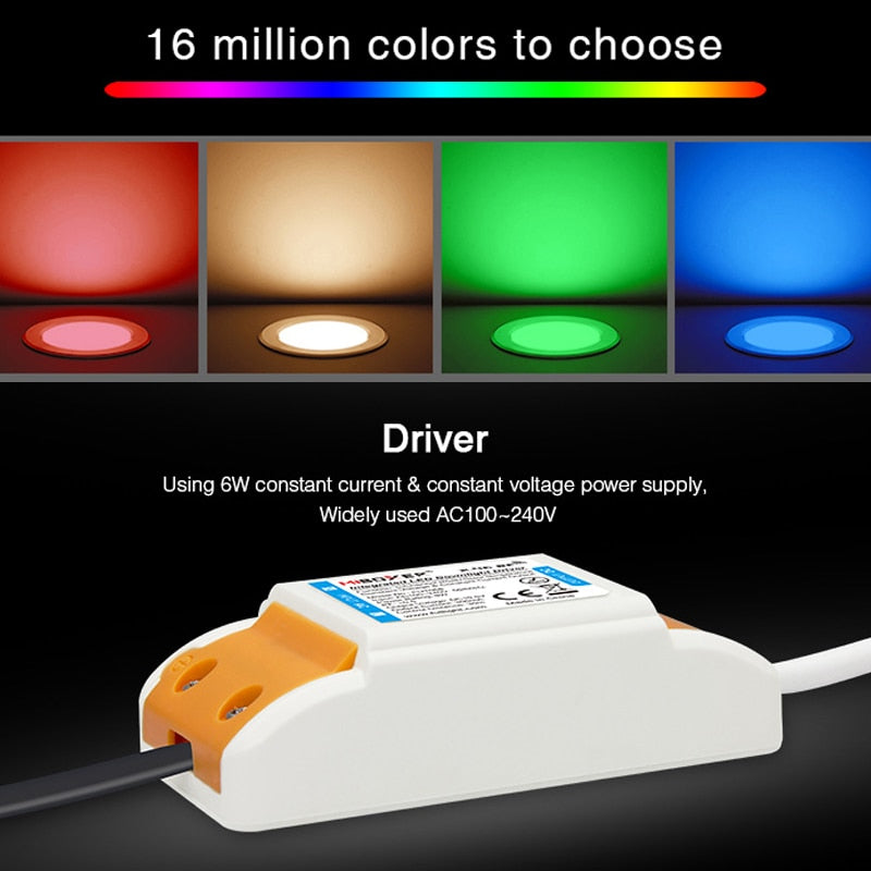 6W RGB+CCT LED Downlight AC100-240V Round Smart Led panel light dimmable compatible APP/2.4G Hz RF FUT092 remote control