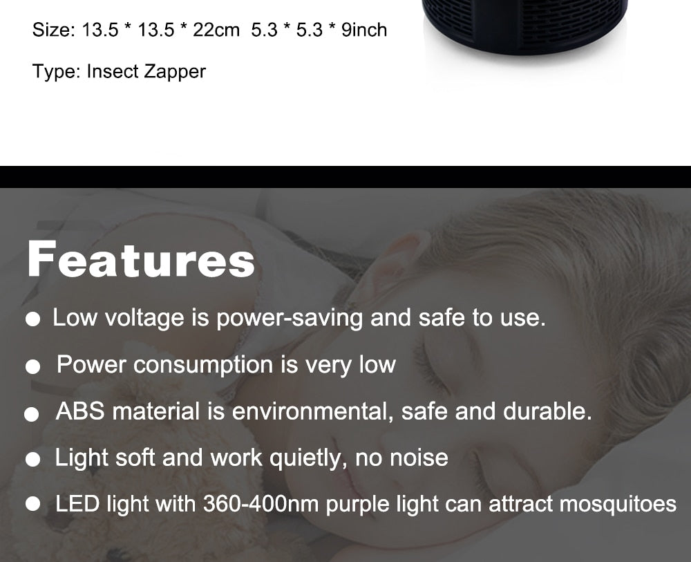 Electric Mosquito Killer Lamp Radiationless Mosquito Killer Photocatalysis Mute Home LED Bug Zapper Insect Trap Anti Mosquito