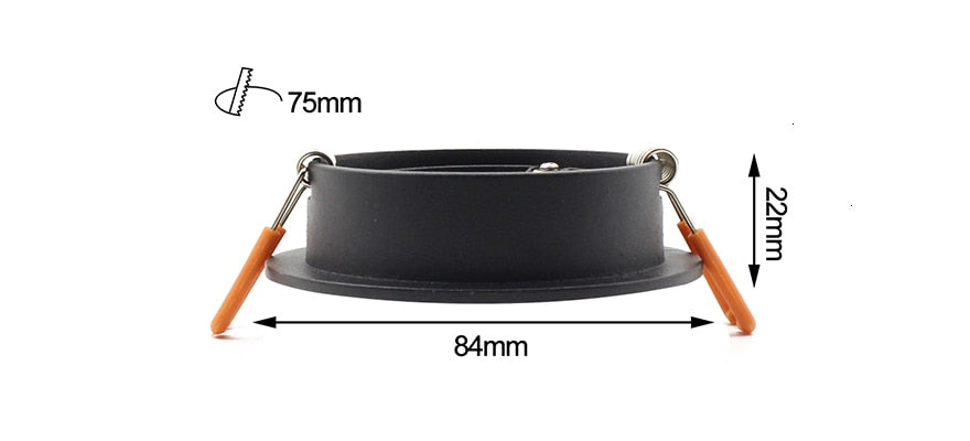 LEDIARY Black LED Downlight Fitting 90-265V Recessed Ceiling Spot Lamp Frame GU5.3 GU10 E27 Bulb Changeable 75MM 90MM Cut Hole
