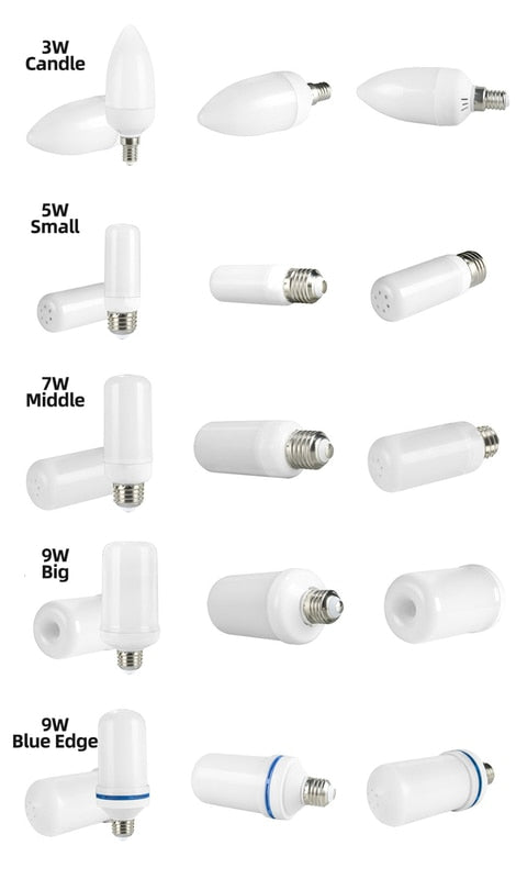 LED E27 Flame Bulb Fire E14 lamp Corn Bulb Flickering LED Light Dynamic Flame Effect 3W 5W 7W 9W 110V-220v for Home Lighting