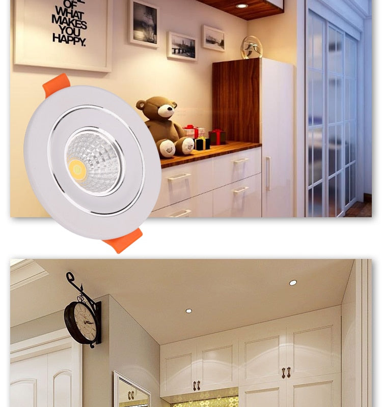 Changeable Led Downlight Mini 5w COB Ceiling Recessed Light 12v 3 Color Change Warm Nature Cool White Energy Saving Spot light