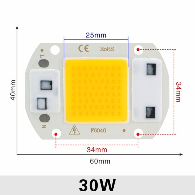 LED COB Chip 10W 20W 30W 50W 220V Smart IC No Need Driver 3W 5W 7W 9W LED Bulb Lamp for Flood Light Spotlight Dia Lighting