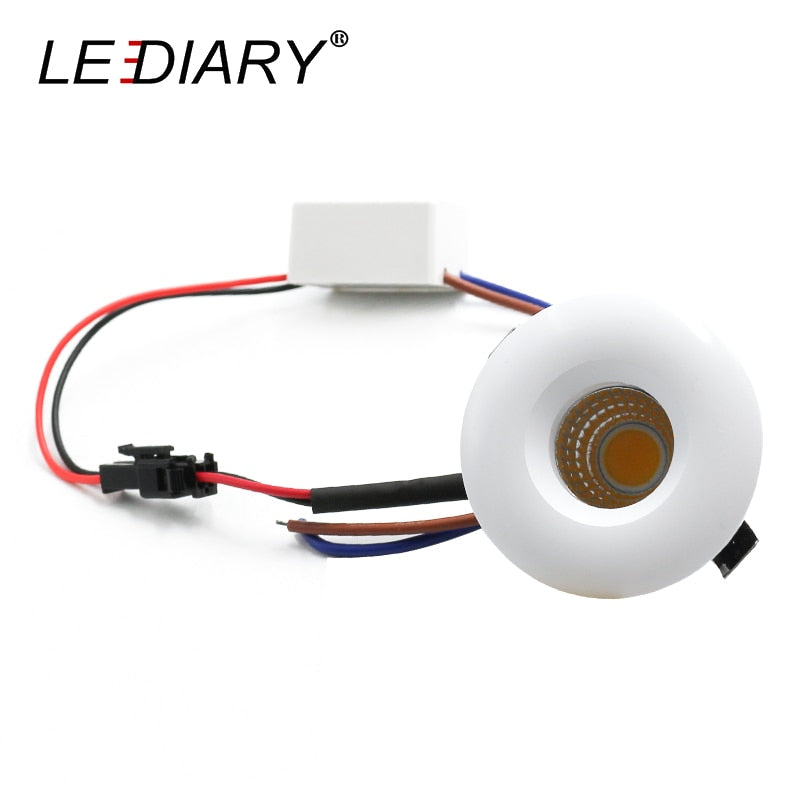 LEDIARY LED Mini COB Downlights Aluminum 100-240V 3W 270lm Cabinet Lamp Recessed Ceiling Spot Lamp Round Square 38mm Cut Hole
