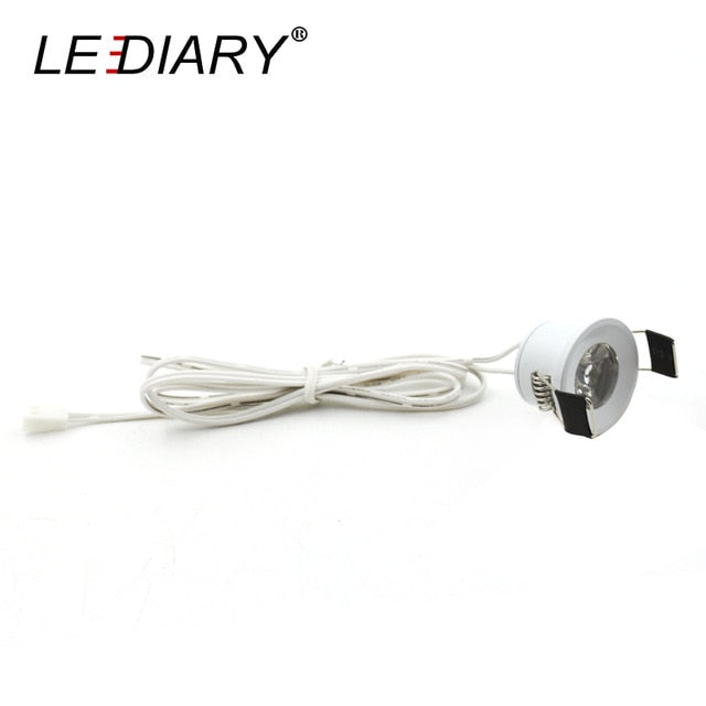 LEDIARY LED Mini Cabinet Downlights 12V Silvery White Black 1.5W 27mm Cut Hole Recessed Mounted Ceiling Spot Lamp For Study Room