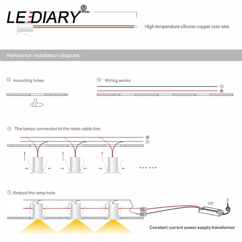 LEDIARY IP65 DC12V Mini LED Spot Cabinet Lights Downlight 15mm Cut Hole RA80 Under Cabinet Jewelry Display Ceiling Recessed Lamp