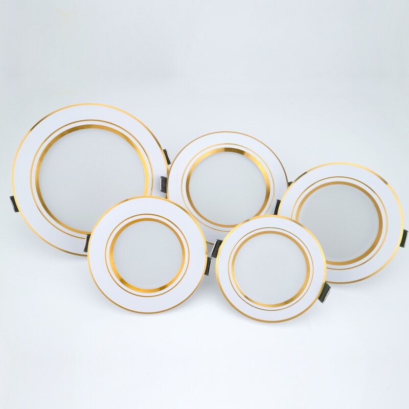 Ultra Bright Round LED Downlight 5W 7W 9W 12W 15W 18W Gold Ultra Thin Aluminum AC220V LED Down Light Ceiling Recessed Spot Light