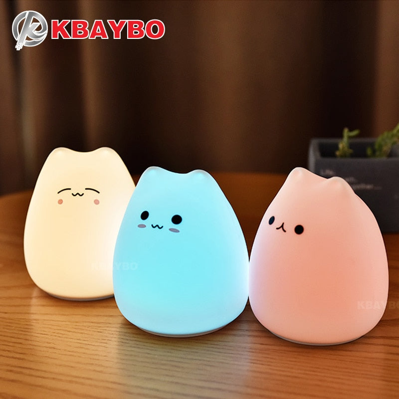 Dream Cute Cat 7 Colourful LED Night Lamp Decorate Desk Light Battery Holiday Creative Rechargable Bulb for Baby Bedroom