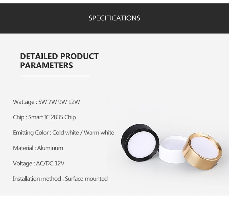 LED downlight 5W 7W 9W 12W 12V Ceiling Lamps Safety Voltage Ultra Thin Driverless led spot lights Ceiling Fixtures Lighting