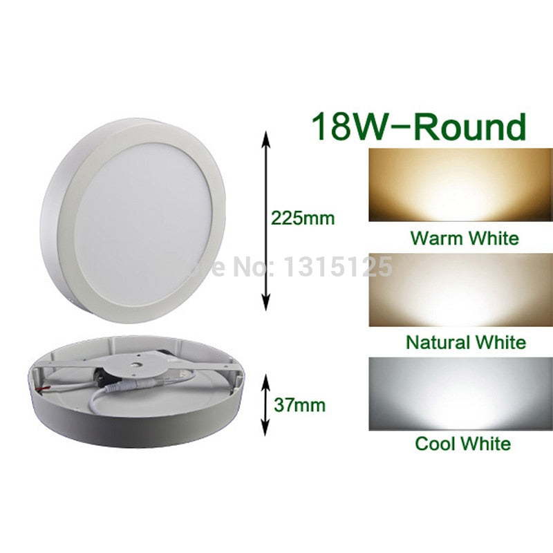 18W  LED Surface Panel Mounted Bulb Lamp / round panel light Wholesale Ceiling light  1800lm
