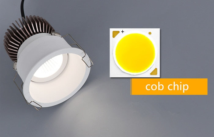 Dimmable Embedded Anti-Glare COB Ceiling Recessed Downlight 5w 10w 12w 20w 30w AC85-265V Wall Wash Light LED Lamp